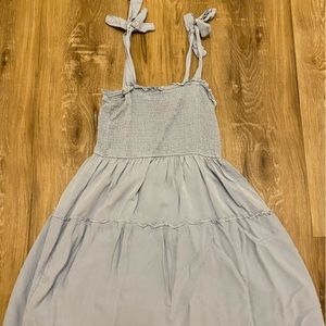 Dusty Blue Tiered Smocked Dress